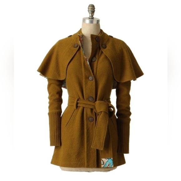 Anthropologie Sweaters - NWOT $248 Anthropologie Sparrow Boiled Woop Cape Coat Cardigan Sweater XS